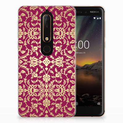 Siliconen Hoesje Nokia 6 (2018) Barok Pink Siliconen Hoesje Nokia 6 (2018) Barok Pink