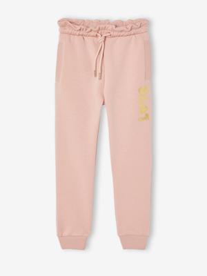 Joggingbroek van fleece met motief op de broekspijp voor meisjes rozen