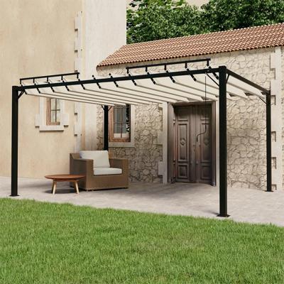 Prieel met lamellendak 3x4 m stof en aluminium crèmekleurig