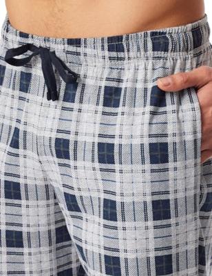 Schiesser pyjamabroek jersey grijs met ruitje