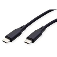 ROLINE USB 2.0 kabel, type C-C, ST/ST, siliconen, 60W, zwart, 1m - thumbnail