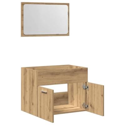 2-delige Badkamermeubelset bewerkt hout artisanaal eikenkleur