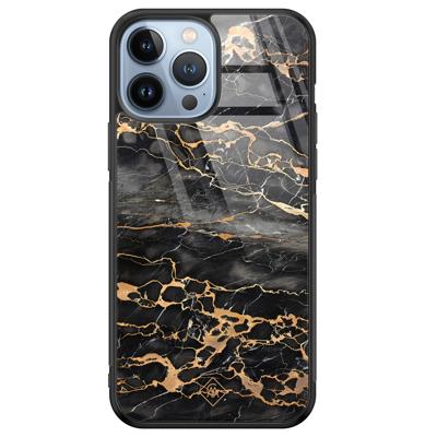 iPhone 13 Pro Max glazen hardcase - Marmer grijs brons
