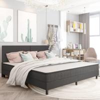 vidaXL Boxspring stof donkergrijs 200x200 cm - thumbnail