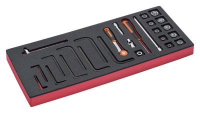 Bahco Foaminlay Fit&Go 1/3 met doppen en toebehoren 1/4" - 26-delig - FF1E2008 Bahco Foaminlay Fit&Go 1/3 met doppen en toebehoren 1/4" - 26-delig - FF1E2008