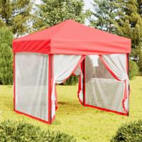 VidaXL Partytent inklapbaar met zijwanden 2x2 m rood - thumbnail