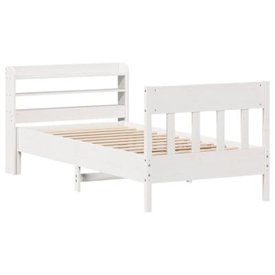 Bedframe zonder matras massief grenenhout wit 75x190 cm