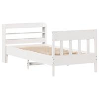 Bedframe zonder matras massief grenenhout wit 75x190 cm - thumbnail