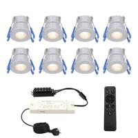 Set van 8 Milano inbouwspots 12V - IP65 waterdicht - 2700K warm wit - 3 Watt 200 lumen - RVS - Verandaverlichting - Dimbaar - thumbnail