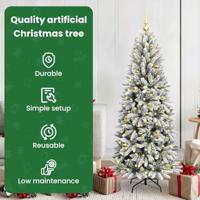 VidaXL Kunstkerstboom wit 150 cm pvc en plastic en staal en pe - thumbnail