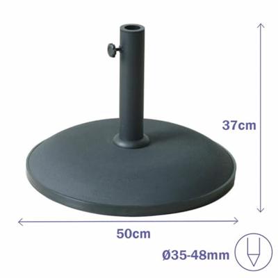 Marbueno Basis Parasol Rond Beton 50x37 cm 25KG Zwart Tuin, Zwembad, Terras 10452