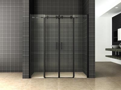 Wiesbaden Slide nis schuifdeur dubbel 1800 x 2000 x 8 mm nano helder glas/mat zwart 20.2999