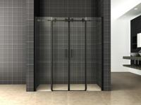 Wiesbaden Slide nis schuifdeur dubbel 1800 x 2000 x 8 mm nano helder glas/mat zwart 20.2999 - thumbnail