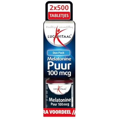 Lucovitaal Melatonine duo 0.1mg 2 x 500 tabletten 1000 Tabletten Lucovitaal Melatonine duo 0.1mg 2 x 500 tabletten 1000 Tabletten