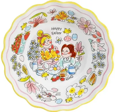 Blond Amsterdam schaal aardewerk happy easter 23x8cm multi