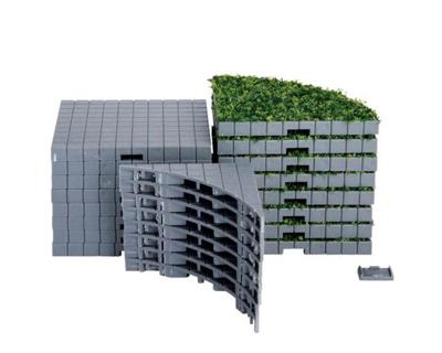 Lemax plaza system (grey, round grass) 24 pcs kerstdorp accessoire 2016