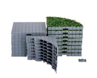 Lemax plaza system (grey, round grass) 24 pcs kerstdorp accessoire 2016 - thumbnail
