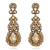 Klassieke Drop Oorbellen overdreven atmosferische legering Stud Oorbellen van ebben hout metaal kleur: geel - thumbnail