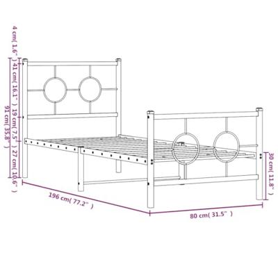 Bedframe met hoofd- en voeteneinde metaal wit 75x190 cm Bedframe met hoofd- en voeteneinde metaal wit 75x190 cm