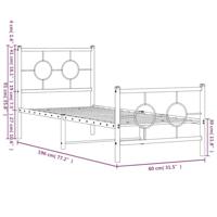 Bedframe met hoofd- en voeteneinde metaal wit 75x190 cm - thumbnail