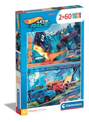 Clementoni legpuzzel super color hot wheels, 2x60st.