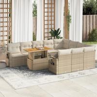 11-delige Tuinset met kussens poly rattan beige - thumbnail