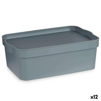 Opbergbak met Deksel Kipit Grijs Plastic 6 L (12 Stuks)