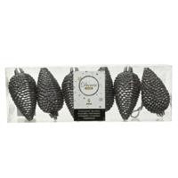 Dennenappels 6 st. warm grijs kerstversiering Decoris - Decoris - thumbnail