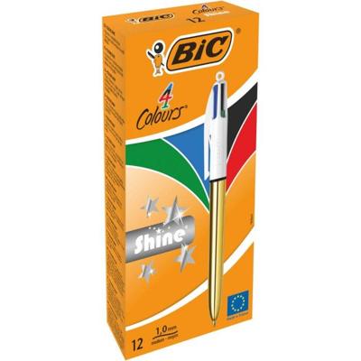 Balpen Bic 4kleuren shine medium goud | 12 stuks
