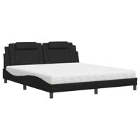 Bed met matras kunstleer zwart 180x200 cm - thumbnail