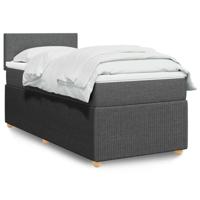 Boxspring met matras stof donkergrijs 90x200 cm - thumbnail