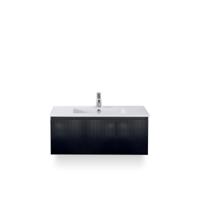 Frozen 3d Badmeubelset 100 cm - Greeplijst in kleur - Zwart Mat - Keramische Wastafel Wit 1 kraangat - thumbnail