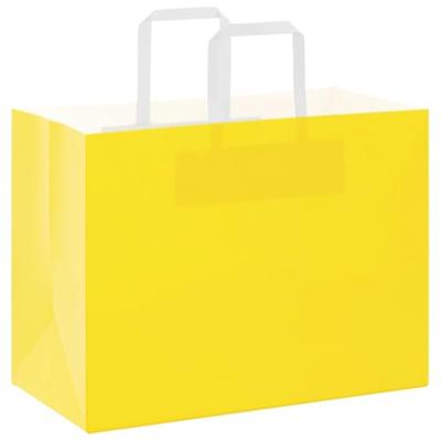 VidaXL Papieren zakken 50 st met hengsels 32x17x25 cm geel