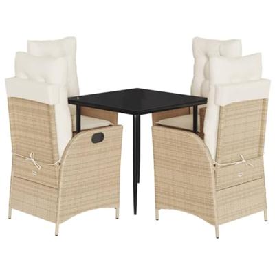 5-delige Tuinset met kussens poly rattan beige