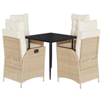 5-delige Tuinset met kussens poly rattan beige - thumbnail