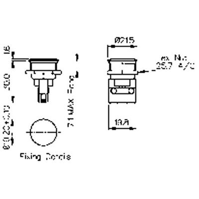 Bulgin MP0031 MP0031 Vandalismebestendige druktoets 250 V/AC 5 A 1x uit/(aan) Moment (Ø x h) 21.5 mm x 31.6 mm IP66 1 stuk(s)