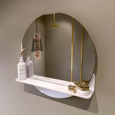 MONDIAZ SPOT spiegel rond 60cm met Spiegelplanchet kleur Talc.