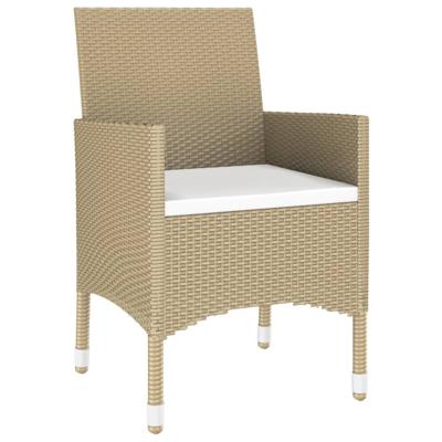 5-delige Tuinset poly rattan en gehard glas beige - thumbnail