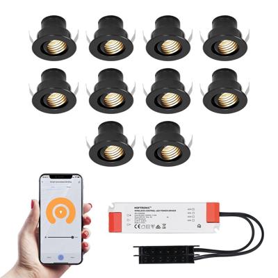 Set van 10 Medina Smart LED Mini Inbouwspots - Veranda spots - 12V 3W 150lm - Dimbaar - Kantelbaar - Wifi & Bluetooth - 2700K - IP44 - Zwart