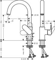 Hansgrohe Vernis Blend wastafelkraan uitloop draaibaar m/waste chroom 71554000 - thumbnail