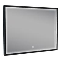 Avi spiegel rechthoek met LED, dimbaar en spiegelverwarming 80 x 60 cm mat zwart - thumbnail