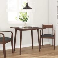 Eettafel bruin massief hout rubber - thumbnail