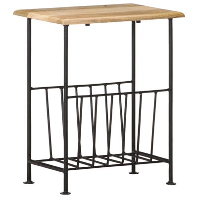 Tijdschriftenrek 40x30x50 cm massief mangohout en staal