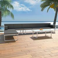 5-delige Loungeset textileen aluminium zwart - thumbnail
