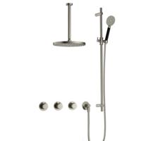 Hotbath Cobber - CB7067 - Inbouw Regendoucheset - Geborsteld Nikkel - 2 Stopkranen - Thermostatisch - Plafondbuis 30 cm - Hoofddouche 300 mm - Ronde Handdouche 3 Standen - met M106 - Waterbesparend - V02 - thumbnail