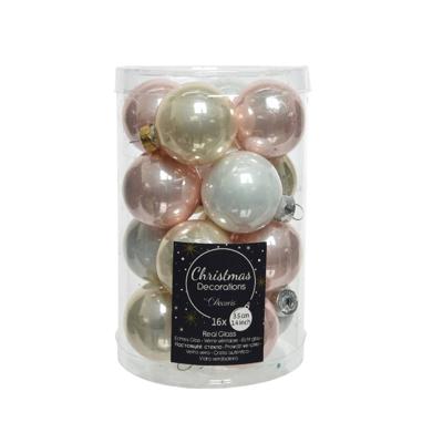 Kerstbal glas d3.5 cm zachtroze 16st kerst Decoris - Decoris