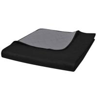 VidaXL Bedsprei gewatteerd dubbelzijdig 170x210 cm zwart/grijs - thumbnail