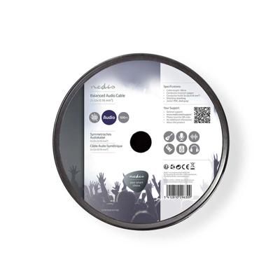 Gebalanceerde Audiokabel | 2x (2x 0,16 mm²) | 100 m | Rol | Grijs