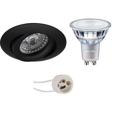 Philips LED Spot Set GU10 Inbouw Rond Zwart Kantelbaar Ø82mm DimTone