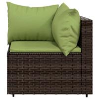 3-delige Loungeset met kussens poly rattan bruin - thumbnail